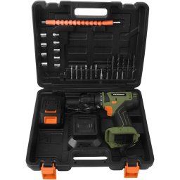 Masina de gaurit si insurubat pe acumulator Heinner HR-STE114, 20 V, 2000 mAh, 40 Nm, 18+1 reglare cuplu, 1500 RPM, 9 tubulare, 6 biti, suport capete insurubare, ax, tija prelungire, acumulator, incarcator