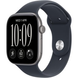 Apple Watch Series 12 GPS + Cellular, Carcasa din aluminiu Gri spatial de 42 mm, cu curea sport Albastru marin, marimea S/M