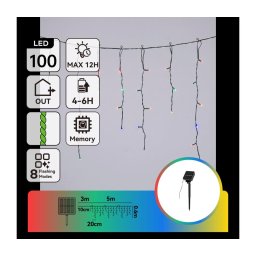Aigostar - Ghirlandă de Crăciun solară cu 100 LED-uri/8 funcții, 8 m, 800 mAh, IP65, multicoloră