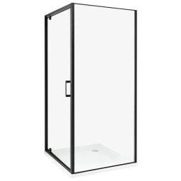 Produs Resigilat Cabina de dus Re-Bloom Darli, 90x90x185 cm, sticla securizata 6mm, cadru aluminiu, usa reversibila, negru transparent - Verificat A