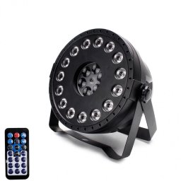 Proiector lumini Par Led cu telecomanda 15 x 3W RGB + 6 becuri pe disc rotativ