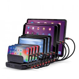 Statie de incarcare Lindy cu 10 porturi USB, 96W, 73309