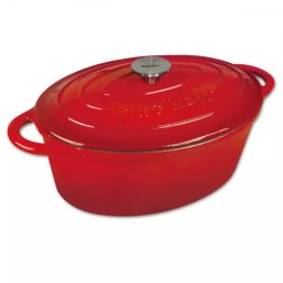 Oala din fonta Kinghoff KH 1612, 6,2 litri, 33 cm, Forma ovala, emailat, inductie, Rosu