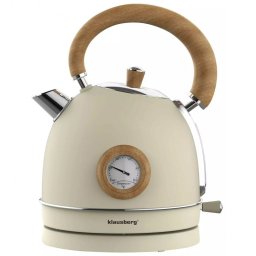 Ceanic cu termometru Klausberg KB 7906, 2200W, 1.8 l, Indicator nivel apa, Protectie supraincalzire, Crem