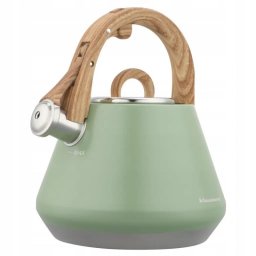 Ceainic cu fluier Klausberg KB 9062, 2,5 l, Otel inoxidabil, Maner care nu se incalzeste, Toate plitele inclusiv inductie, Verde