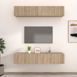 Comode TV, 4 buc., stejar sonoma, 80x30x30 cm, lemn prelucrat
