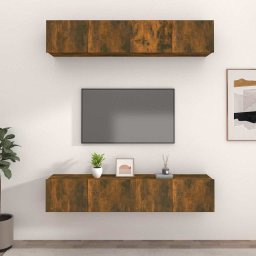 Comode TV, 4 buc., stejar afumat, 80x30x30 cm lemn prelucrat