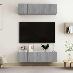 Comode TV, 4 buc., gri sonoma, 60x30x30 cm, lemn prelucrat