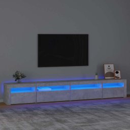 Comodă TV cu lumini LED, gri beton, 270x35x40 cm