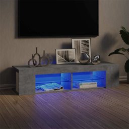Comodă TV cu lumini LED, gri beton, 135x39x30 cm