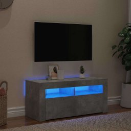 Comodă TV cu lumini LED, gri beton, 90x35x40 cm