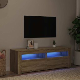 Comodă TV cu lumini LED, stejar Sonoma, 120x35x40 cm