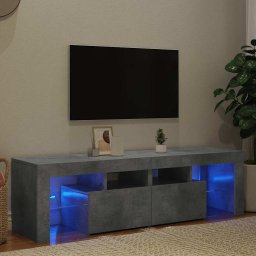 Comodă TV cu lumini LED, gri beton, 140x36,5x40 cm
