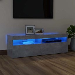 Comodă TV cu lumini LED, gri beton, 120x35x40 cm