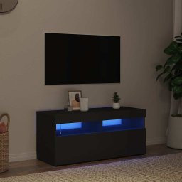 Comodă TV cu lumini LED, negru, 90x35x40 cm
