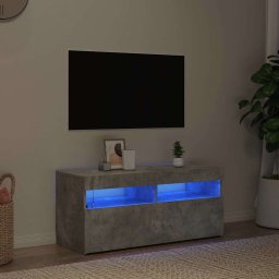 Comodă TV cu lumini LED, gri beton, 90x35x40 cm