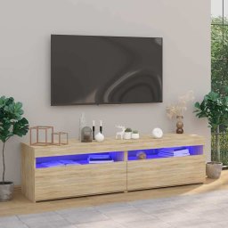 Comode TV cu lumini LED, 2 buc., stejar sonoma, 75x35x40 cm