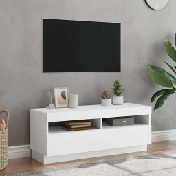 Comodă TV cu lumini LED, alb, 100x35x40 cm