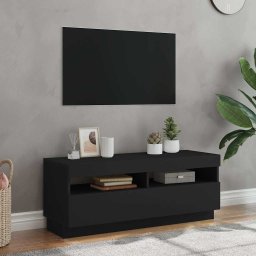 Comodă TV cu lumini LED, negru, 100x35x40 cm