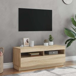 Comodă TV cu lumini LED, stejar sonoma, 100x35x40 cm