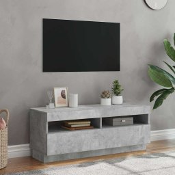 Comodă TV cu lumini LED, gri beton, 100x35x40 cm
