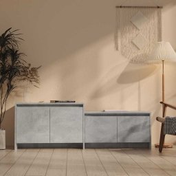 Comodă TV, gri beton, 146,5x35x50 cm, PAL