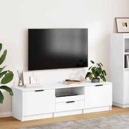 Comodă TV albă 140x35x40 cm, lemn stratificat