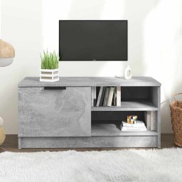 Comodă TV, gri beton, 80x35x36,5 cm, lemn prelucrat