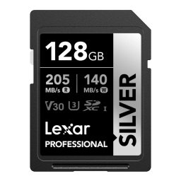 Card de memorie Lexar Professional SILVER SDXC 128 GB, UHS-I, U3, V30, 205/140 MB/s