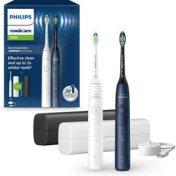Set 2 Periute Sonice Reincarcabile Philips Sonicare Seria 5500 HX7119/01 Alb/Albastru Inchis