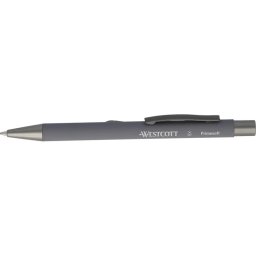 Pix cu mecanism Westcott PrimeSoft XB, aluminiu reciclat, 0,7 mm, corp gri, scriere albastra