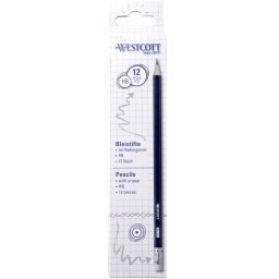 Creion grafit Westcott HB, cu guma, ascutit, 12 bucati/set