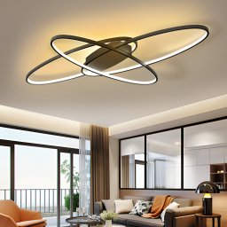 Lustra LED ORBITA 74W cu telecomanda, 3 elemente ovale, dimabila, negru mat