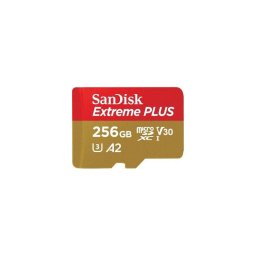 Card Sandisk Extreme PLUS R200/W140 microSDXC 256GB UHS-I U3 A2 Clasa 10 cu adaptor SD