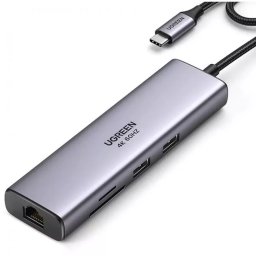 Hub Extern UGREEN CM512 7-in-1 USB-C la 2x USB-A / 4K@30Hz HDMI / RJ45 / SD/TF / USB-C Gri