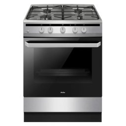 Aragaz pe Gaz Amica 618GGD4.33HZpFQ(Xx) Plita cu 4 Arzatoare Cuptor 64L Rotisor Aprindere Electrica Latime 60CM Inox
