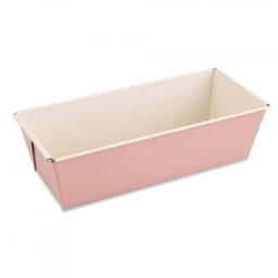 Tava de copt Dr.Oetker Retro 4655, Dreptunghiulara, 25x7.5 cm, Acoperire antiaderenta, Otel carbon, Roz