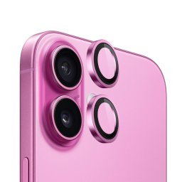 Folie pentru iPhone 16 / iPhone 16 Plus (set 2) - Blueo Original Metal Frame Lens Protector - Pink