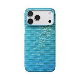 Husa Husa Pitaka pentru iPhone 18 Pro Max, Edge Case, Glints of Gold, Lucid Blue