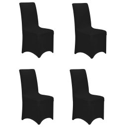 Set 4 huse pentru scaune de evenimente, marime universala, poliester si spandex, negru