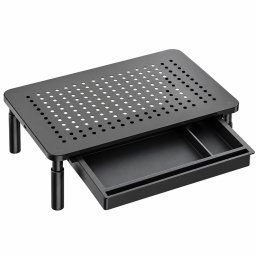 Suport multifunctional reglabil pentru laptop, monitor si imprimanta, cu 3 trepte de ajustare a inaltimii, sertar integrat pentru depozitarea accesori