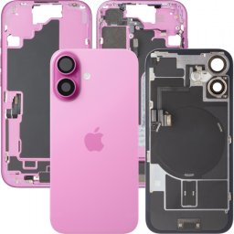 Capac Baterie Apple iPhone 16, Cu Carcasa Mijloc, Full Parts, Roz, Swap Premium