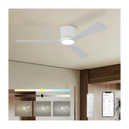 ZEVENTI - Ventilator de tavan cu LED AUREX, 24W/230V, Wi-Fi Tuya, alb + telecomandă