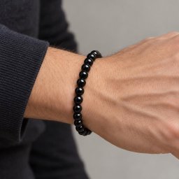 Bratara din onyx negru, sfere de 6 mm, pe elastic, lungime 19 cm