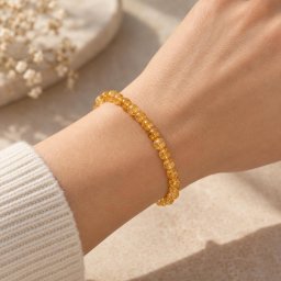 Bratara din citrin natural, sfere de 4 mm, pe elastic, lungime 19 cm