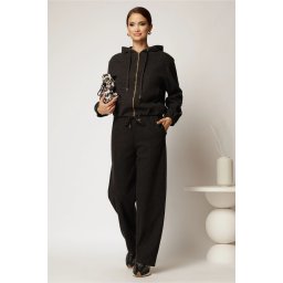 Compleu gri inchis cu adaos de bumbac format din pantalon si bluza cu fermoar