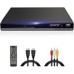 DVD Player HD 1080p cu Ieșiri HDMI și AV, Player CD/DVD Universal Fără Restricție de Regiune (Region Free 1–6), Port USB 2.0, Sunet Stereo, Model K-168 (Negru)