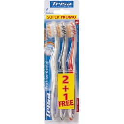 Periuta de dinti manuala Trisa Pro Interdental Trio Medium, 2+1