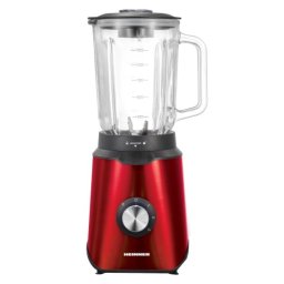 Blender Heinner HBL-1000RED, 1000 W, 3 viteze + pulse, 6 lame inox, recipient sticla 1.5 litri, inox, rosu