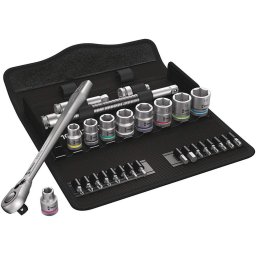 Wera Cyclops Metal Ratchet Set 8100 SB8 - 3/8 - Tool Set - black / silver - 29-piece - with reversible ratchet